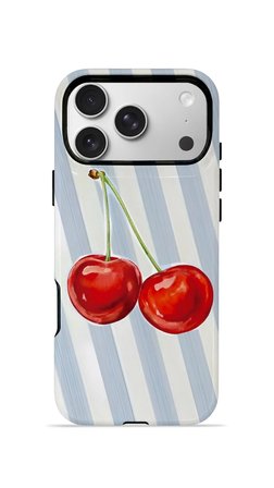 iPhone 17 Pro Max Vorian Çift Katmanlı Kılıf Cherry Blue Stripe