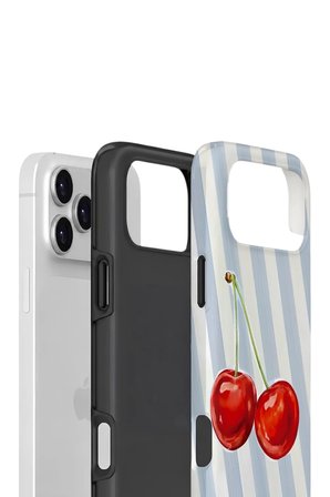 iPhone 17 Pro Max Vorian Çift Katmanlı Kılıf Cherry Blue Stripe