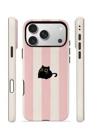 iPhone 17 Pro Max Vorian Çift Katmanlı Kılıf Midnight Cat Stripe