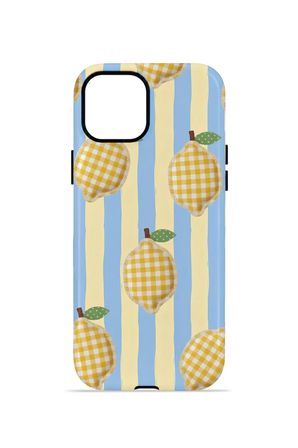 iPhone 14 Plus Vorian Çift Katmanlı Kılıf Gingham Lemon Grove
