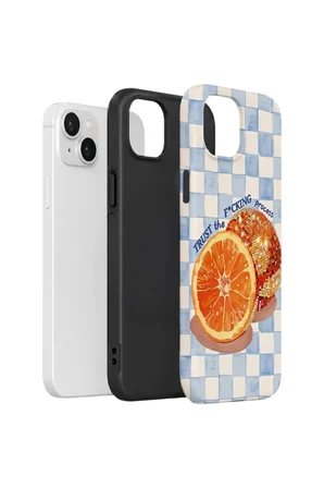 iPhone 15 Plus Vorian Çift Katmanlı Kılıf Orange Press Collage