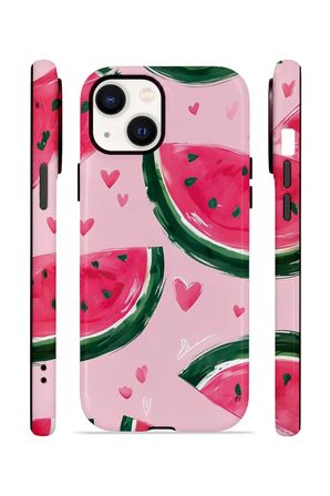 iPhone 15 Plus Vorian Çift Katmanlı Kılıf Watermelon Hearts