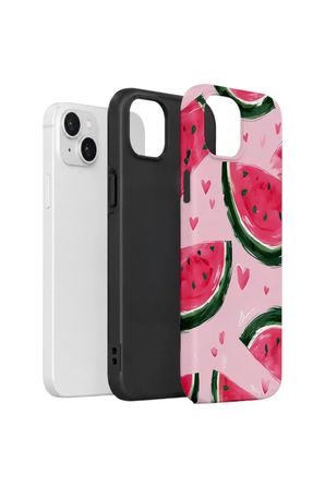 iPhone 15 Plus Vorian Çift Katmanlı Kılıf Watermelon Hearts