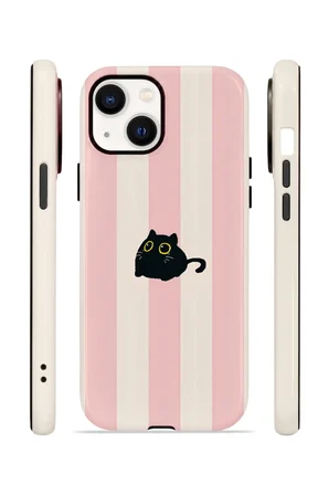 iPhone 15 Plus Vorian Çift Katmanlı Kılıf Midnight Cat Stripe