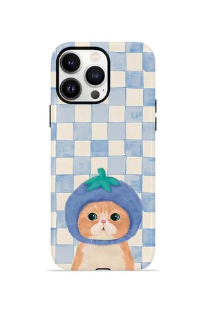 iPhone 14 Pro Max Vorian Çift Katmanlı MagSafe Kılıf Blueberry Cat Check