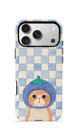 iPhone 17 Pro Vorian Çift Katmanlı MagSafe Kılıf Blueberry Cat Check