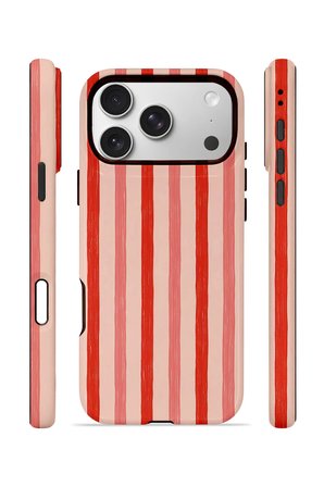 iPhone 17 Pro Max Vorian Çift Katmanlı MagSafe Kılıf Coral Cream Stripe