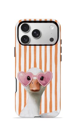 iPhone 17 Pro Max Vorian Çift Katmanlı MagSafe Kılıf Heart Glasses Goose