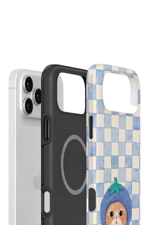 iPhone 17 Pro Max Vorian Çift Katmanlı MagSafe Kılıf Blueberry Cat Check