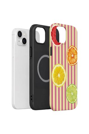 iPhone 15 Plus Vorian Çift Katmanlı MagSafe Kılıf Citrus Fiesta Stripe