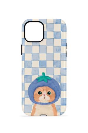 iPhone 15 Plus Vorian Çift Katmanlı MagSafe Kılıf Blueberry Cat Check