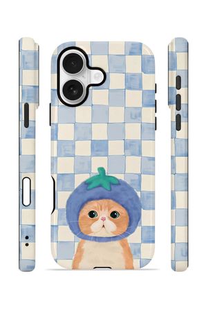 iPhone 16 Plus Vorian Çift Katmanlı MagSafe Kılıf Blueberry Cat Check