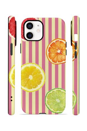 iPhone 11 Vorian Çift Katmanlı MagSafe Kılıf Citrus Fiesta Stripe