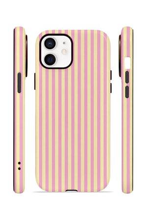 iPhone 12 Vorian Çift Katmanlı MagSafe Kılıf Lemon Candy Pinstripe