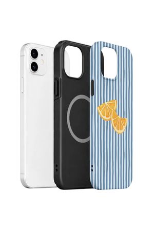 iPhone 12 Vorian Çift Katmanlı MagSafe Kılıf Blue Orange Slices