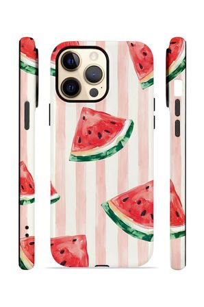 iPhone 12 Pro Vorian Çift Katmanlı MagSafe Kılıf Watermelon Blush Stripe