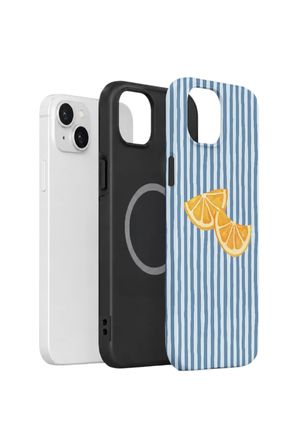 iPhone 14 Vorian Çift Katmanlı MagSafe Kılıf Blue Orange Slices