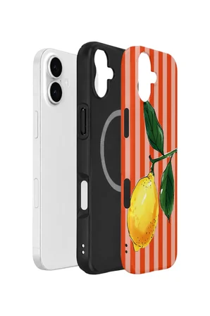 iPhone 17 Vorian Çift Katmanlı MagSafe Kılıf Sicilian Lemon Red Stripe