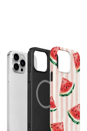 iPhone 14 Pro Vorian Çift Katmanlı MagSafe Kılıf Watermelon Blush Stripe
