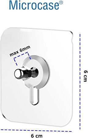 Microcase Güçlü Plastik  Yapışkanlı  6mm Hanger  Vidalı Eşya Ürün  Raf Tutucu  Askılık 3 Adet - Şeffaf AL4263