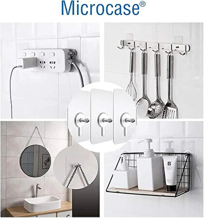 Microcase Güçlü Plastik  Yapışkanlı  6mm Hanger  Vidalı Eşya Ürün  Raf Tutucu  Askılık 3 Adet - Şeffaf AL4263