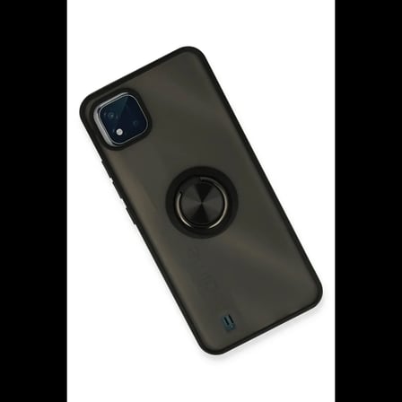 Realme C11 2021 Kılıf Montreal Yüzüklü Silikon Kapak - Siyah
