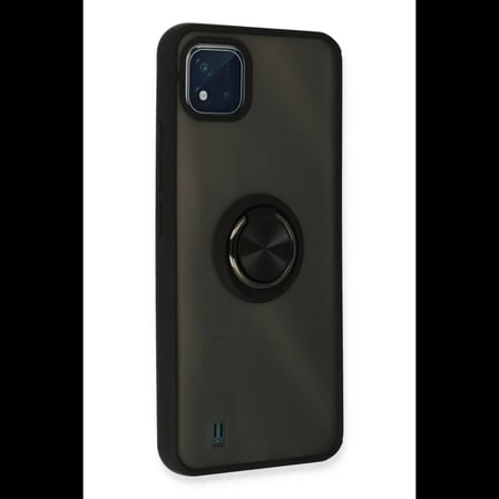 Realme C11 2021 Kılıf Montreal Yüzüklü Silikon Kapak - Siyah