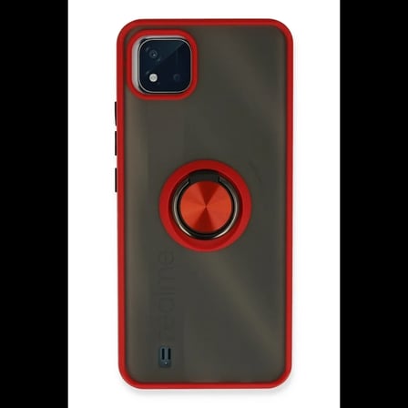 Realme C11 2021 Kılıf Montreal Yüzüklü Silikon Kapak - Kırmızı