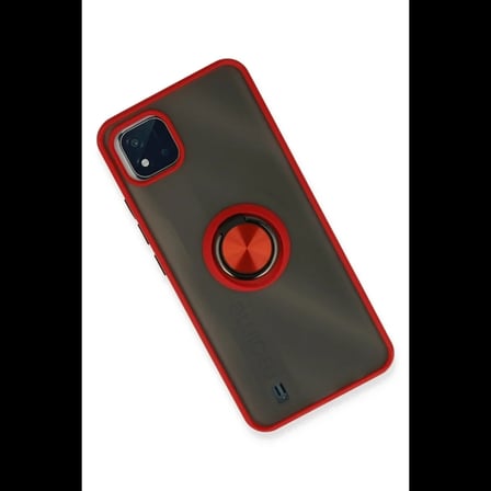 Realme C11 2021 Kılıf Montreal Yüzüklü Silikon Kapak - Kırmızı