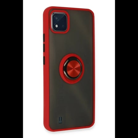 Realme C11 2021 Kılıf Montreal Yüzüklü Silikon Kapak - Kırmızı
