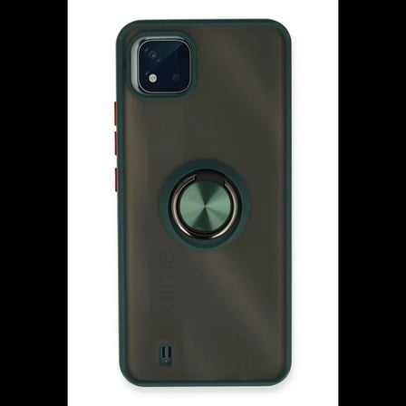 Realme C11 2021 Kılıf Montreal Yüzüklü Silikon Kapak - Yeşil
