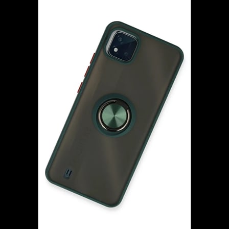 Realme C11 2021 Kılıf Montreal Yüzüklü Silikon Kapak - Yeşil