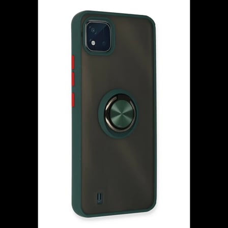 Realme C11 2021 Kılıf Montreal Yüzüklü Silikon Kapak - Yeşil