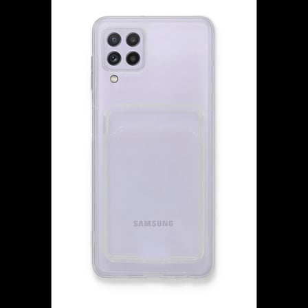 Samsung Galaxy A22 Kılıf Kart Şeffaf Silikon - Şeffaf