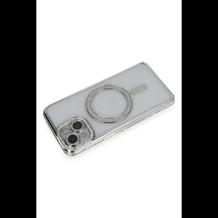 Apple iPhone 13 Kılıf Joke Simli Magneticsafe Kılıf - Gümüş