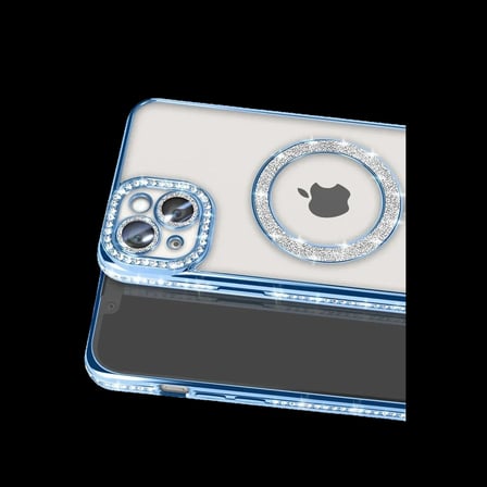 Apple iPhone 15 Kılıf Joke Simli Magneticsafe Kılıf - Mavi