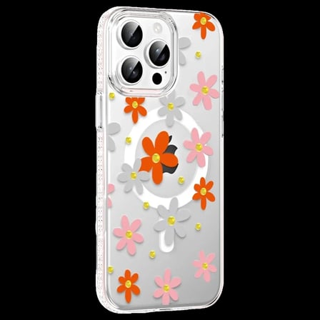 Joko Apple iPhone 14 Pro Max Floral Magsafe Kapak - Turuncu