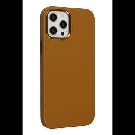 Apple iPhone 12 Pro Max Kılıf Asya Deri Silikon - Kahverengi