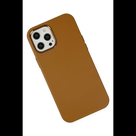 Apple iPhone 12 Pro Max Kılıf Asya Deri Silikon - Kahverengi
