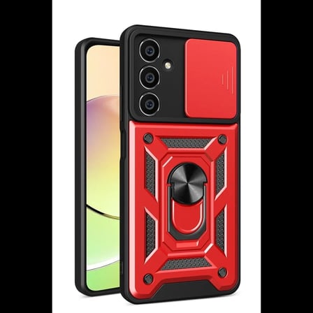 Samsung Galaxy A05S Kılıf Pars Lens Yüzüklü Silikon - Kırmızı