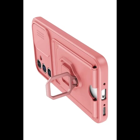 Samsung Galaxy A14 4G Kılıf Zuma Kartvizitli Yüzüklü Silikon - Pembe