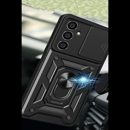 Samsung Galaxy A05S Kılıf Pars Lens Yüzüklü Silikon - Siyah
