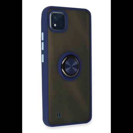 Realme C11 2021 Kılıf Montreal Yüzüklü Silikon Kapak - Lacivert