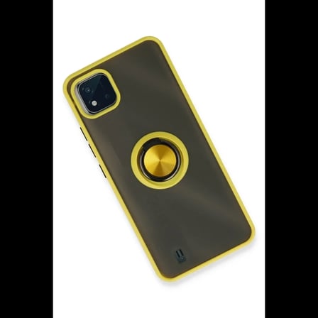 Realme C11 2021 Kılıf Montreal Yüzüklü Silikon Kapak - Sarı
