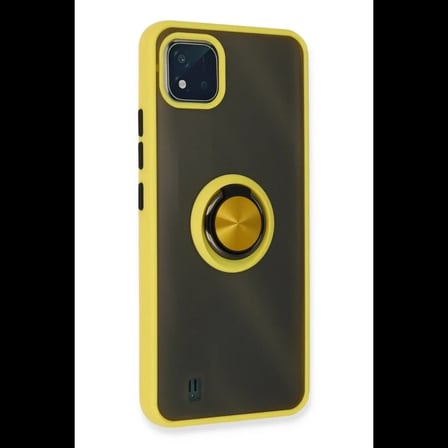Realme C11 2021 Kılıf Montreal Yüzüklü Silikon Kapak - Sarı