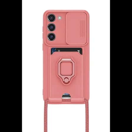 Samsung Galaxy S23 Plus Kılıf Zuma Kartvizitli Yüzüklü Silikon - Pembe