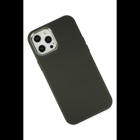Apple iPhone 12 Pro Max Kılıf Asya Deri Silikon - Koyu Yeşil