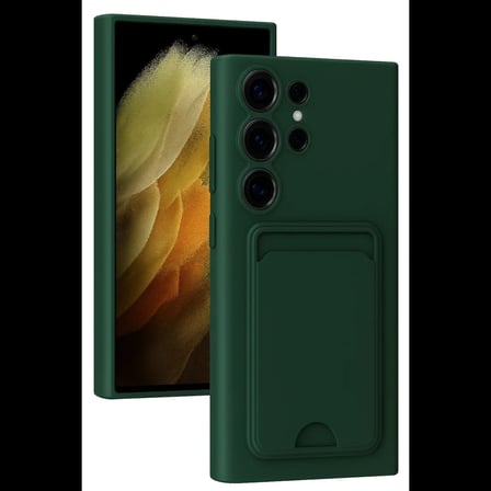 Samsung Galaxy S24 Ultra Kılıf Kelvin Kartvizitli Silikon - Koyu Yeşil