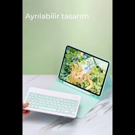 Huawei MatePad SE 11 Kılıf KC01 Smart Klavyeli Tablet Kılıfı - Pembe