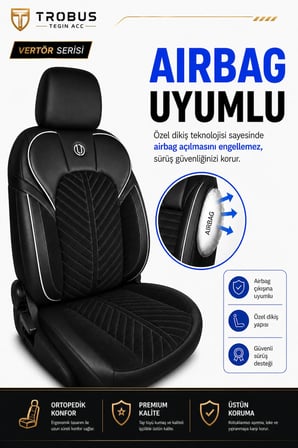 Kia Stonic 2017+ Uyumlu Vertör Serisi Ortopedik Tay Tüyü Siyah Beyaz Koltuk Kılıfı